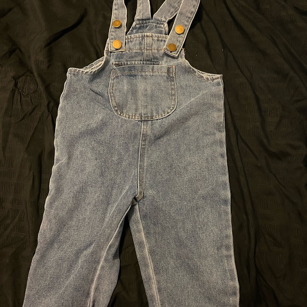 Toddler Denim Overalls with Gold Buttons